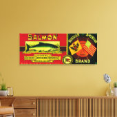 Russisch-Amerikaanse zalm kan LabelKarluk, AK Canvas Afdruk (Insitu (Woonkamer))