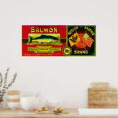 Russisch-Amerikaanse zalm kan LabelKarluk, AK Poster (Keuken)