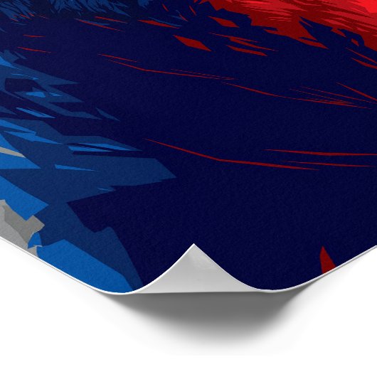 Russisch Beer - Bold Blue en Red Art Design Poster (Hoek)