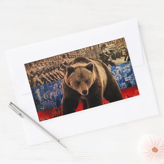 Russisch Beer Rechthoekige Sticker (Envelop)