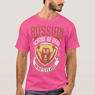 Russisch Beer Wrestling Retro Wrestler Gemengd Mar T-shirt