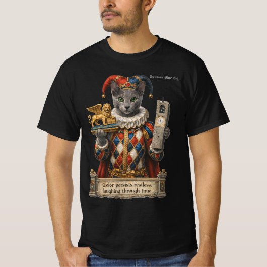 Russisch Blau Arlequin Kat T-shirt (Voorkant)