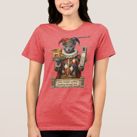 Russisch Blau Arlequin Kat Tri-Blend Shirt (Voorkant)