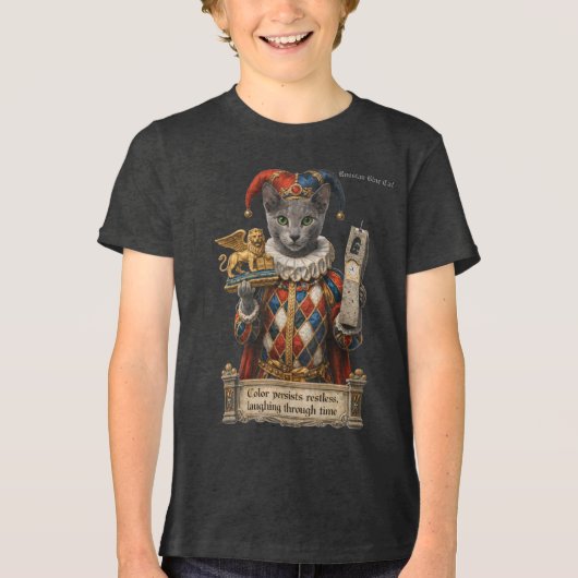 Russisch Blau Arlequin Kat Tri-Blend Shirt (Voorkant)