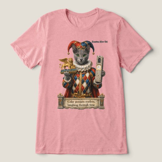 Russisch Blau Arlequin Kat Tri-Blend Shirt (Design voorkant)