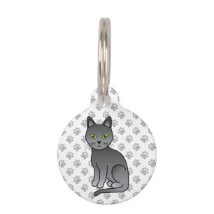 Russisch Blau Cute Cartoon Kat & Huisdier Info Huisdierpenning