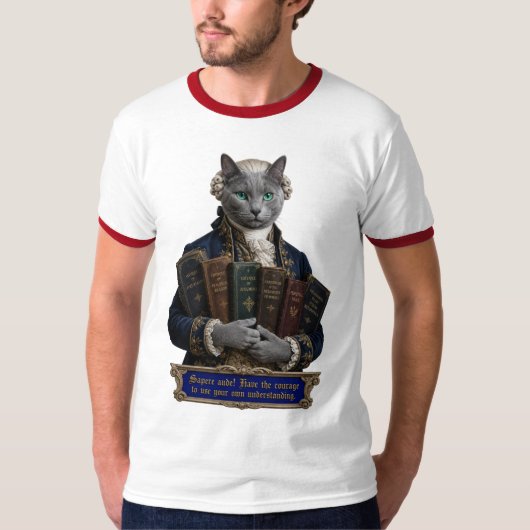 Russisch Blau Immanuel Kant Kat T-shirt (Voorkant)