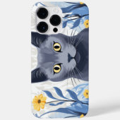 Russisch Blau Kat Geel Bloemen Case-Mate iPhone Case (Achterkant)