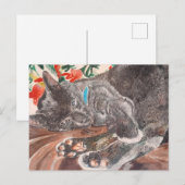 Russisch Blau kat kortharige katten grijs Nederlan Briefkaart (Voorkant / Achterkant)