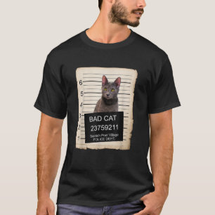 Russisch Blau Katje mug shot slechte kat T-shirt