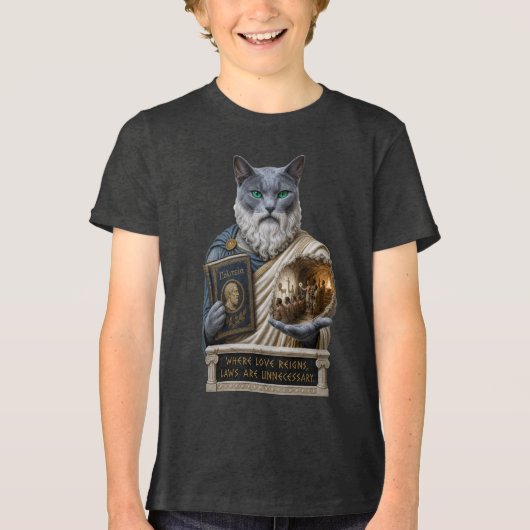 Russisch Blau Plato Kat Tri-Blend Shirt (Voorkant)