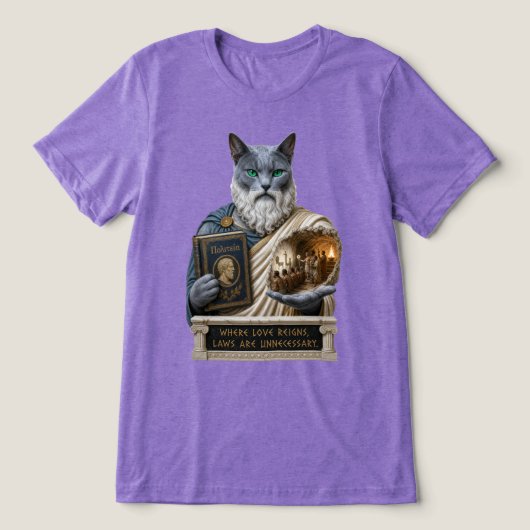 Russisch Blau Plato Kat Tri-Blend Shirt (Design voorkant)