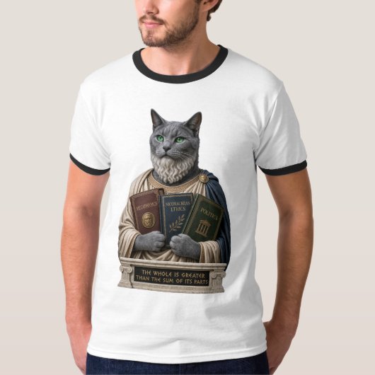 Russisch Blauw Aristoteles Kat T-shirt (Voorkant)