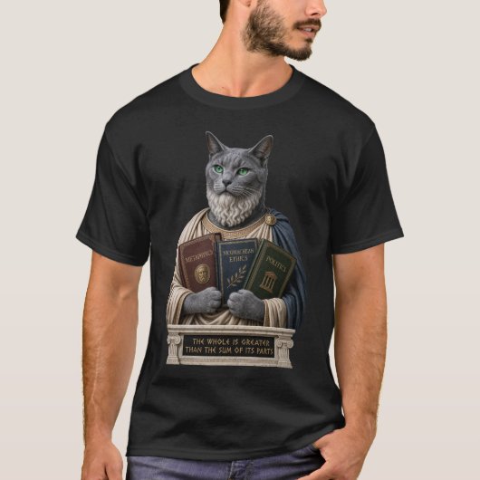 Russisch Blauw Aristoteles Kat T-shirt (Voorkant)