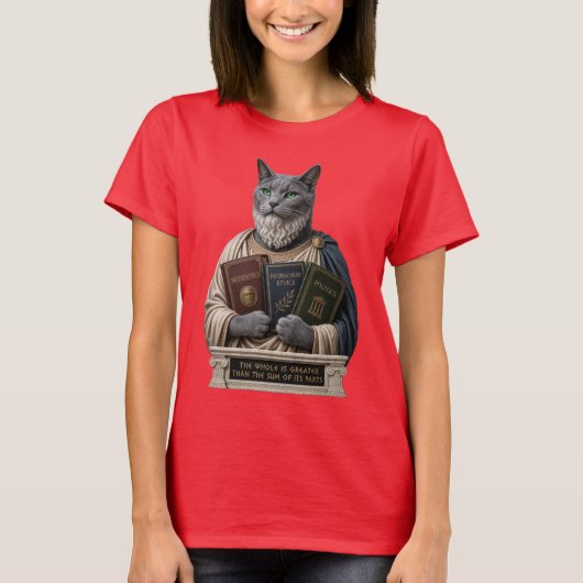 Russisch Blauw Aristoteles Kat T-shirt (Voorkant)