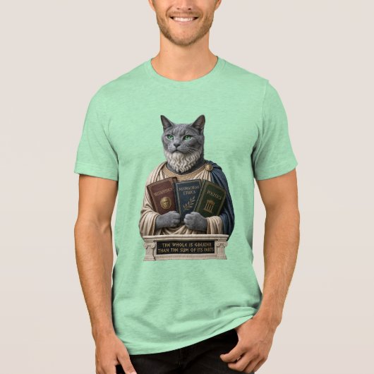 Russisch Blauw Aristoteles Kat Tri-Blend Shirt (Voorkant)