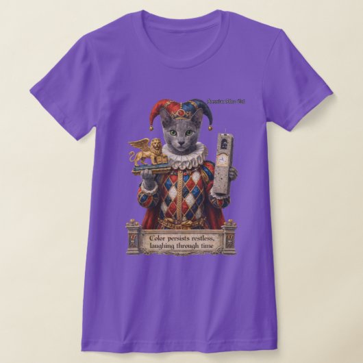 Russisch Blauw Arlequin Kat T-shirt (Laagn)
