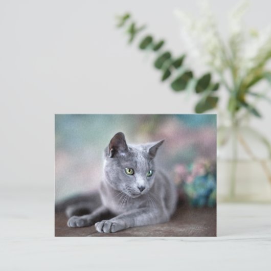 Russisch blauw briefkaart (Staand voorkant)