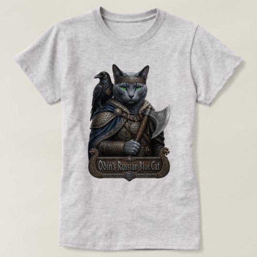 Russisch Blauw Edel Odin’s Kat T-shirt (Design voorkant)