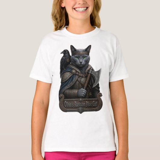 Russisch Blauw Edel Odin’s Kat T-shirt (Voorkant)