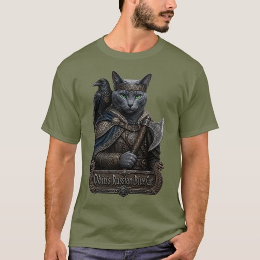 Russisch Blauw Edel Odin's Kat T-shirt (Voorkant)