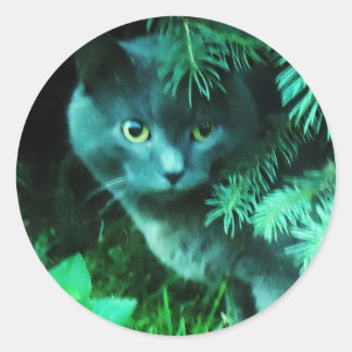 Russisch blauw in groen ronde sticker