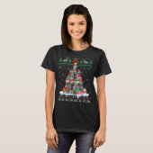 Russisch blauw kat kerstkerstboom Oogkat Xma T-shirt (Voorkant volledig)