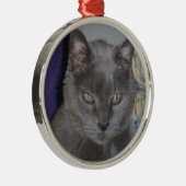 Russisch blauw kat metalen ornament (Rechts)