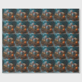 Russisch Blauw Kat Sneeuwachtige Sleigh Kerstmisde Cadeaupapier (Vlak)