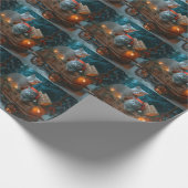 Russisch Blauw Kat Sneeuwachtige Sleigh Kerstmisde Cadeaupapier (Hoek)