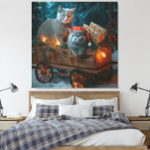 Russisch Blauw Kat Sneeuwachtige Sleigh Kerstmisde Canvas Afdruk (Insitu (Slaapkamer))