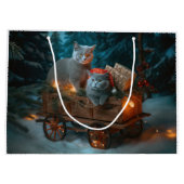Russisch Blauw Kat Sneeuwachtige Sleigh Kerstmisde Groot Cadeauzakje (Achterkant)