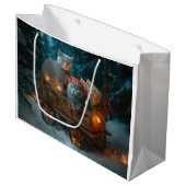 Russisch Blauw Kat Sneeuwachtige Sleigh Kerstmisde Groot Cadeauzakje (Voorkant Gekanteld)