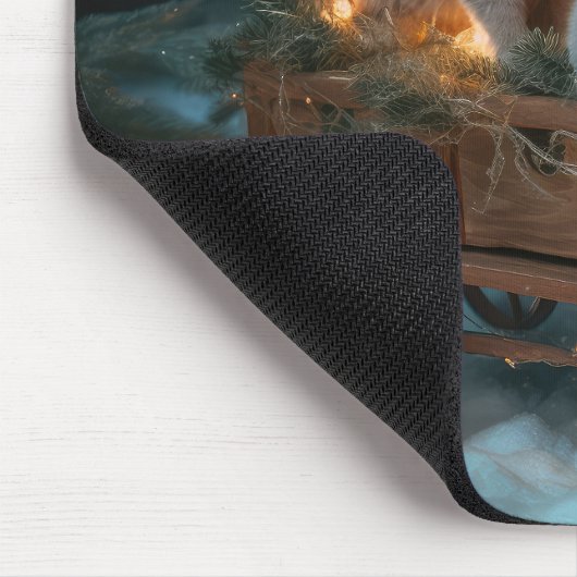 Russisch Blauw Kat Sneeuwachtige Sleigh Kerstmisde Muismat (Hoek)