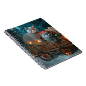 Russisch Blauw Kat Sneeuwachtige Sleigh Kerstmisde Notitieboek (Rechterzijde)