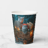 Russisch Blauw Kat Sneeuwachtige Sleigh Kerstmisde Papieren Bekers (Achterkant)