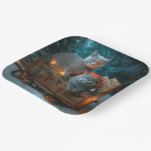 Russisch Blauw Kat Sneeuwachtige Sleigh Kerstmisde Papieren Bordje (Gebogen)