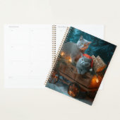 Russisch Blauw Kat Sneeuwachtige Sleigh Kerstmisde Planner (Display)