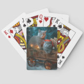 Russisch Blauw Kat Sneeuwachtige Sleigh Kerstmisde Pokerkaarten (Achterkant)