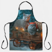 Russisch Blauw Kat Sneeuwachtige Sleigh Kerstmisde Schort (Voorkant)