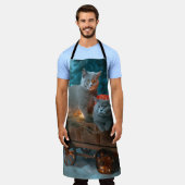 Russisch Blauw Kat Sneeuwachtige Sleigh Kerstmisde Schort (Gedragen)