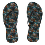 Russisch Blauw Kat Sneeuwachtige Sleigh Kerstmisde Teenslippers (Voetbed)