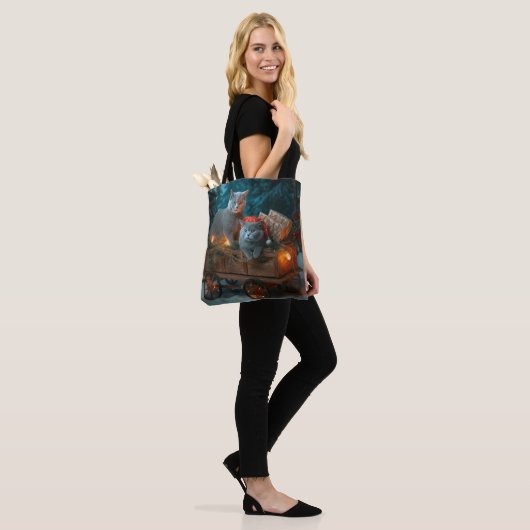 Russisch Blauw Kat Sneeuwachtige Sleigh Kerstmisde Tote Bag (Op model)