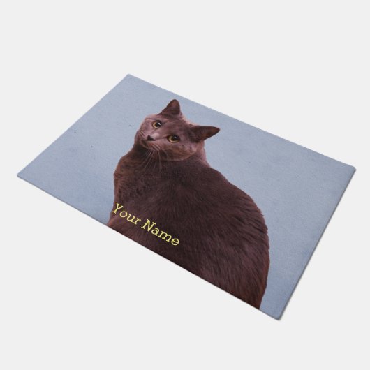 Russisch blauw katje deurmat (Schuin)