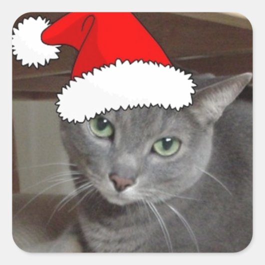 Russisch blauw kerstfeest vierkante sticker (Voorkant)