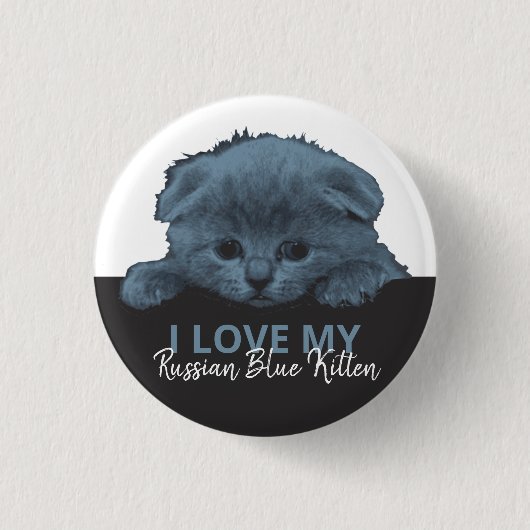 Russisch Blauw Kitten Ronde Button 3,2 Cm (Voorkant)