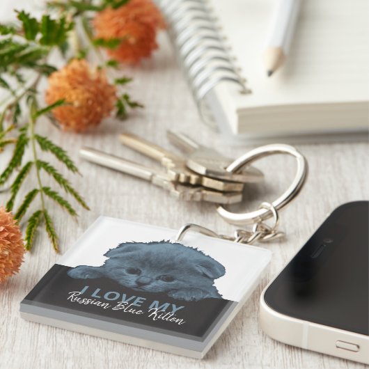 Russisch Blauw Kitten Sleutelhanger (Voorkant Rechts)