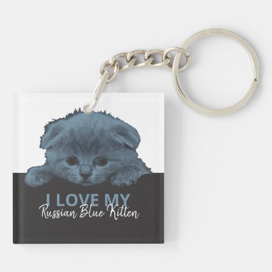 Russisch Blauw Kitten Sleutelhanger (Achterkant)
