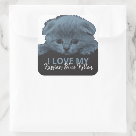 Russisch Blauw Kitten Vierkante Sticker (Tas)