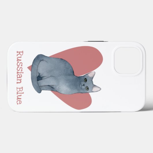 Russisch blauw Waterverf Kat Roze hart Case-Mate iPhone Case (Achterkant (horizontaal))